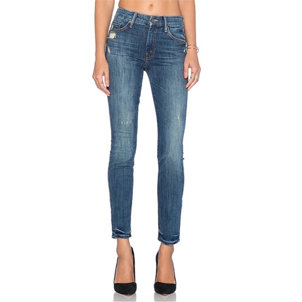 Mother High Waisted Looker Rough It Up Jeans Size 28 Crop 23”